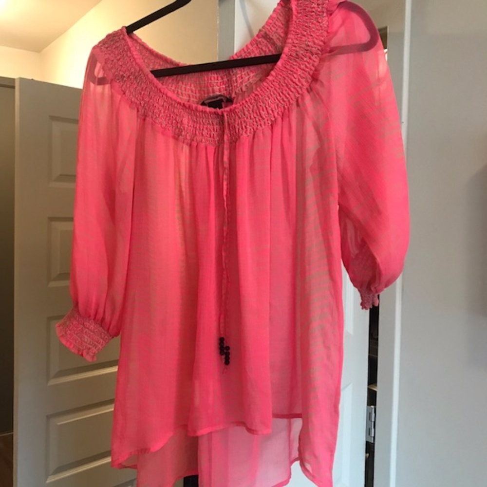 Neon pink sheer flowy top